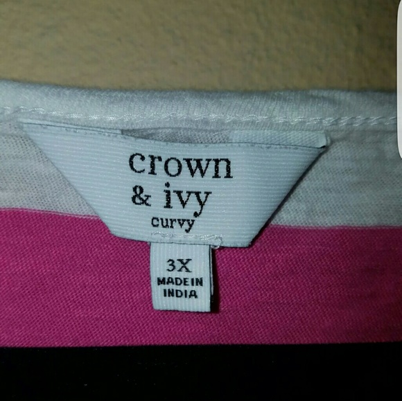 Crown and Ivy Keyhole blouse pink & white - Picture 2 of 3